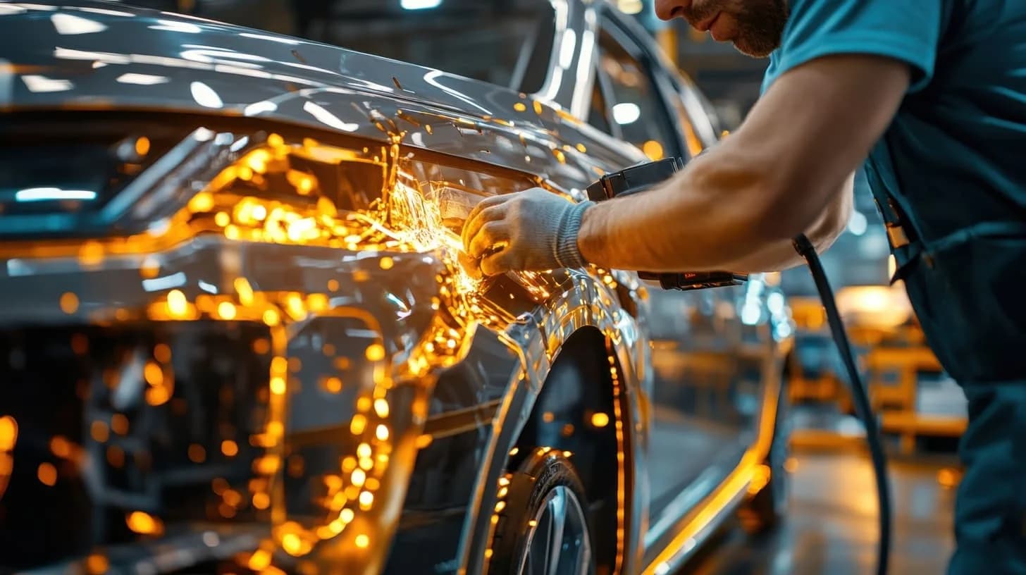 Welding work at collision center