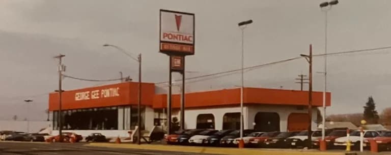 Vintage George Gee Pontiac dealership building from 1982